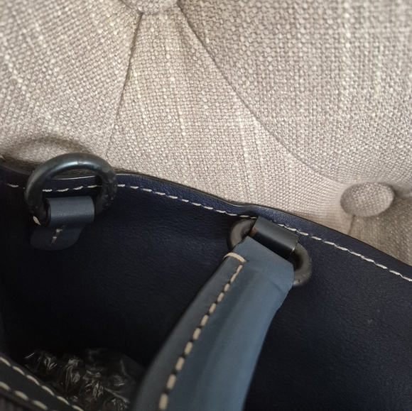Authentic Coach Navy Blue Suede And Leather 1941 Rogue 36 Tote Bag - Picture 13 of 16